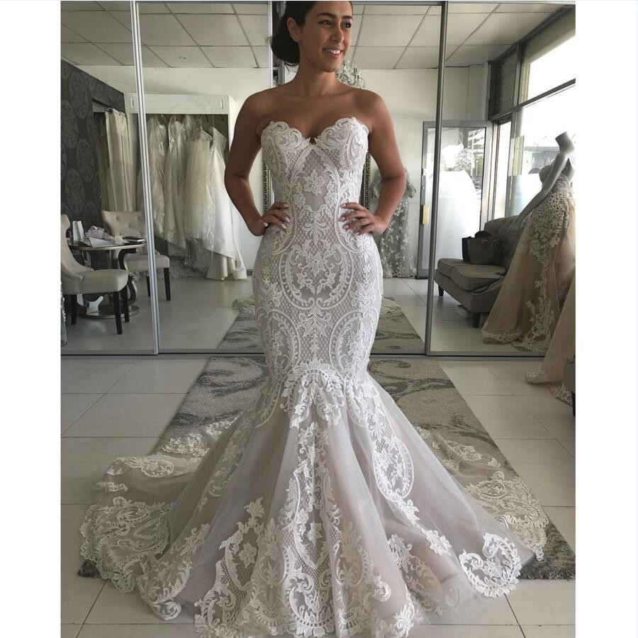 Mermaid Wedding Dresses
 Sweetheart Neckline Lace Mermaid Wedding Dresses New 2019