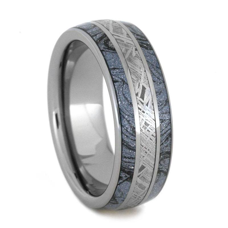 Meteorite Wedding Bands
 Tungsten Ring With Cobaltium posite Mokume & Meteorite