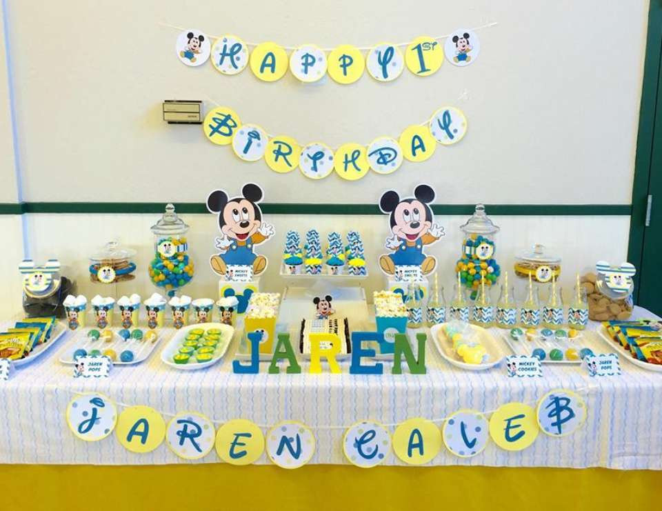 Mickey Mouse Baby Shower Decorations Party City
 Baby Mickey Mouse Birthday "Happy 1st Birthday"