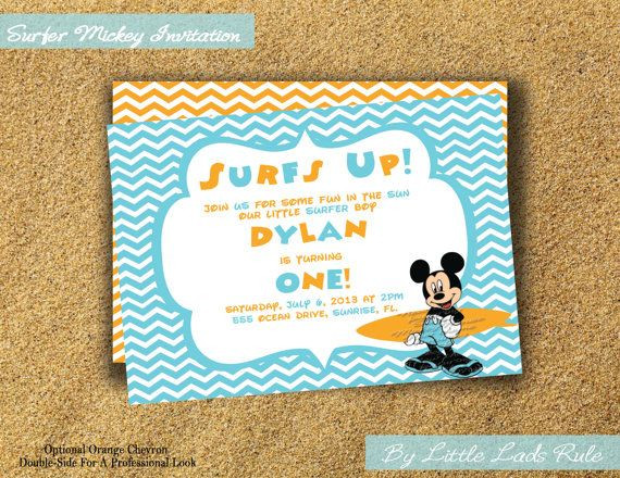 Mickey Mouse Beach Party Ideas
 NEW THEME Disney Inspired Surfer Mickey Mouse Birthday