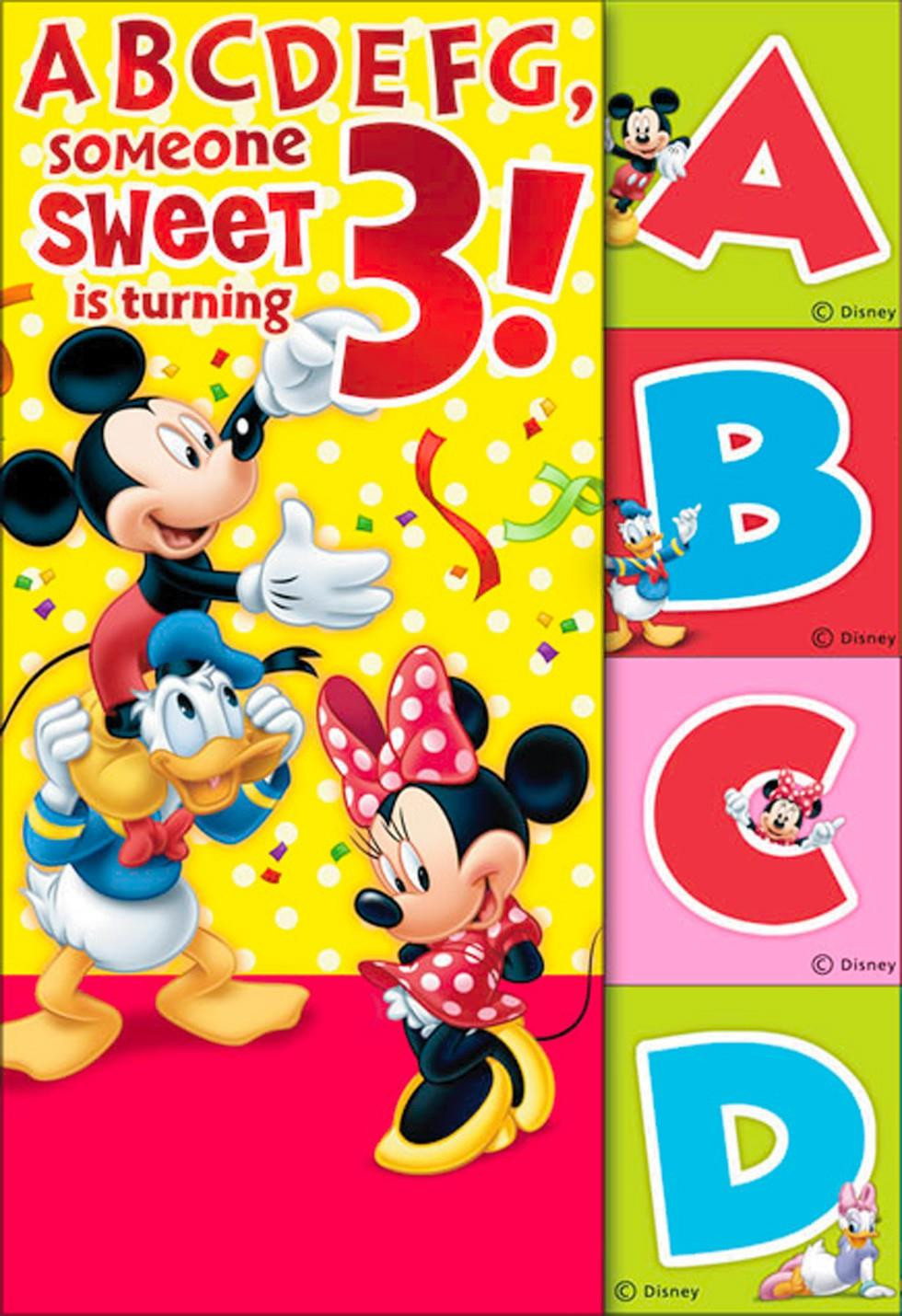 Mickey Mouse Birthday Card
 Mickey Mouse 3rd Birthday Card With Flash Cards Greeting