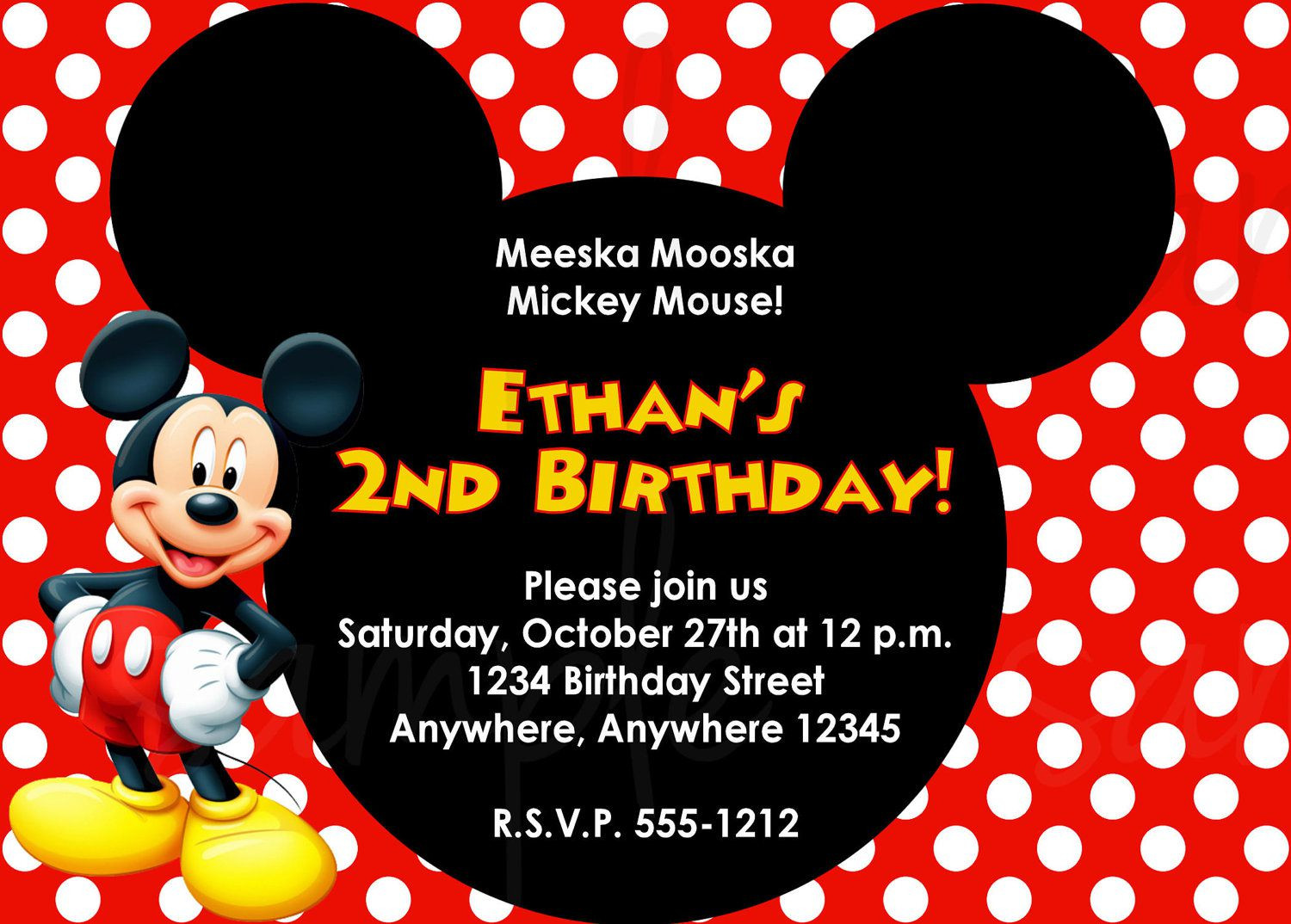 Mickey Mouse Birthday Card
 birthday invitation Mickey mouse birthday invitations