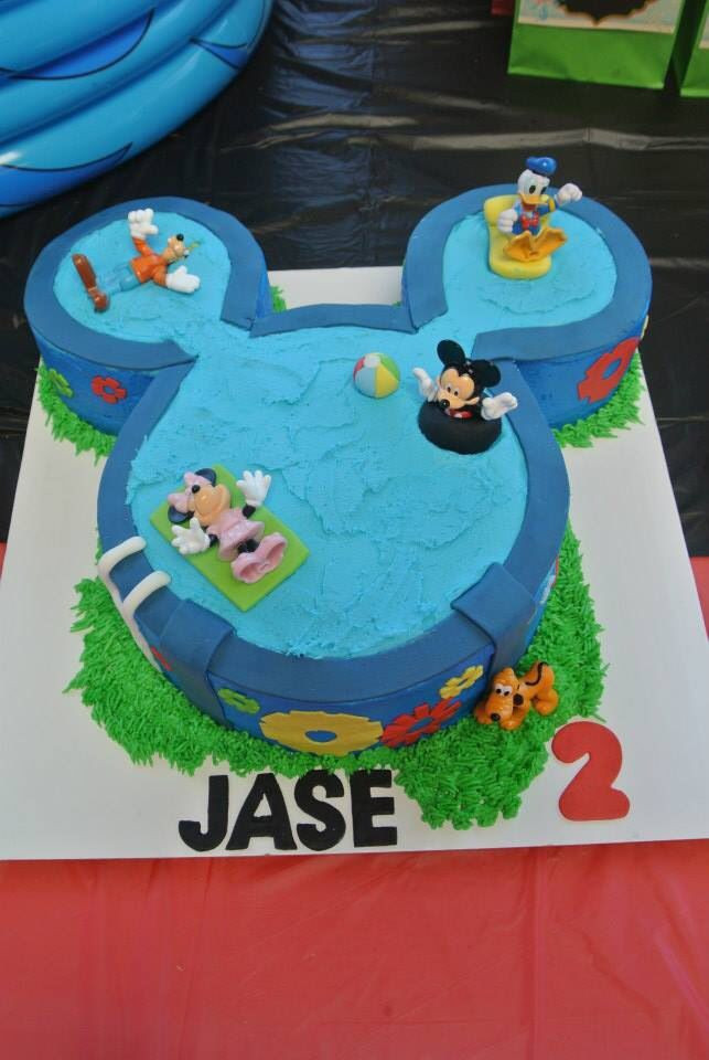 Mickey Mouse Pool Party Ideas
 Mickey Mouse themed pool party cake in 2019