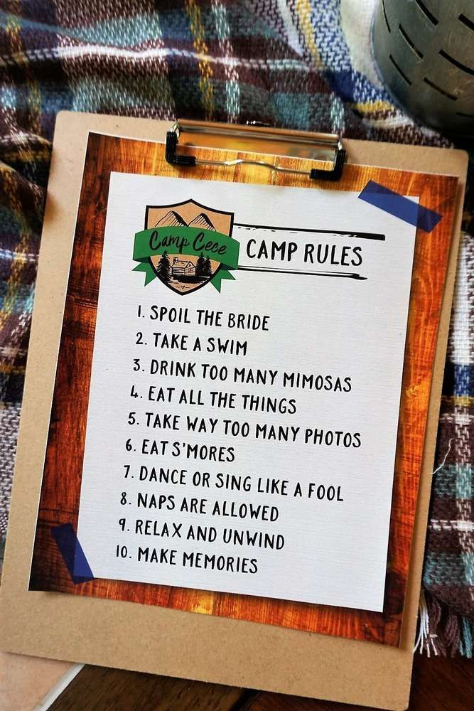 Midwest Bachelorette Party Ideas
 The camp rules at this camp themed bachelorette are