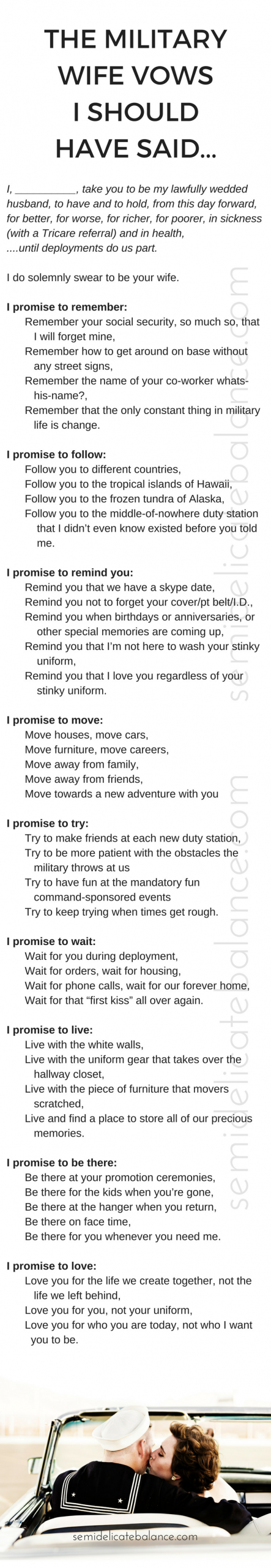 Military Wedding Vows
 The Military Wife Vows I Should Have Said