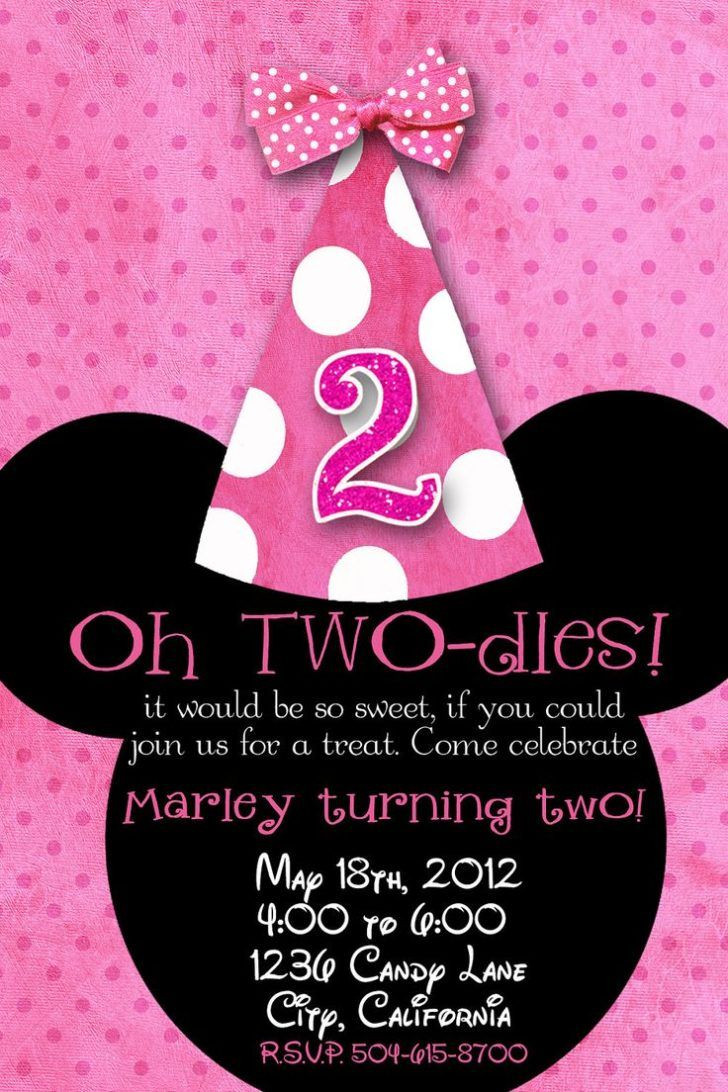 Minnie Mouse 2Nd Birthday Party Ideas
 Adorable Minnie Mouse 2nd Birthday Invitation Template
