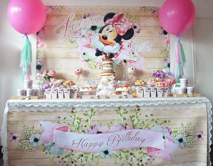 Minnie Mouse 2Nd Birthday Party Ideas
 Kara s Party Ideas Boho Chic Minnie Mouse Birthday Party