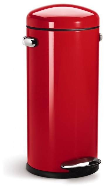 Modern Kitchen Trash Can
 30 Litre Retro Step Can Red Steel Modern Trash Cans