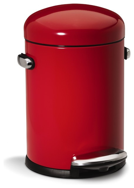 Modern Kitchen Trash Can
 4 5 Litre Retro Step Can Red Steel Modern Trash Cans