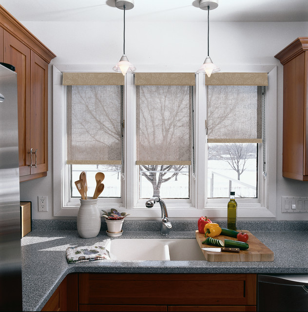 Modern Kitchen Window Treatments
 Solar Roller Dual Shades Contemporary Kitchen