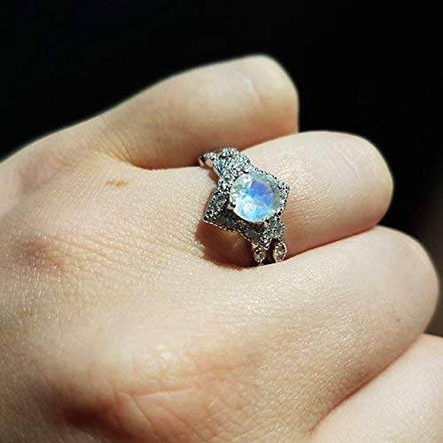 Moonstone Wedding Ring Sets
 Amazon Round Moonstone Bridal Set Rainbow Moonstone