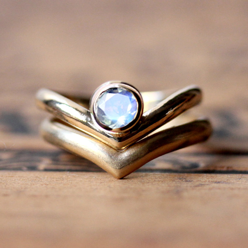 Moonstone Wedding Ring Sets
 Moonstone wedding ring set rainbow moonstone engagement ring