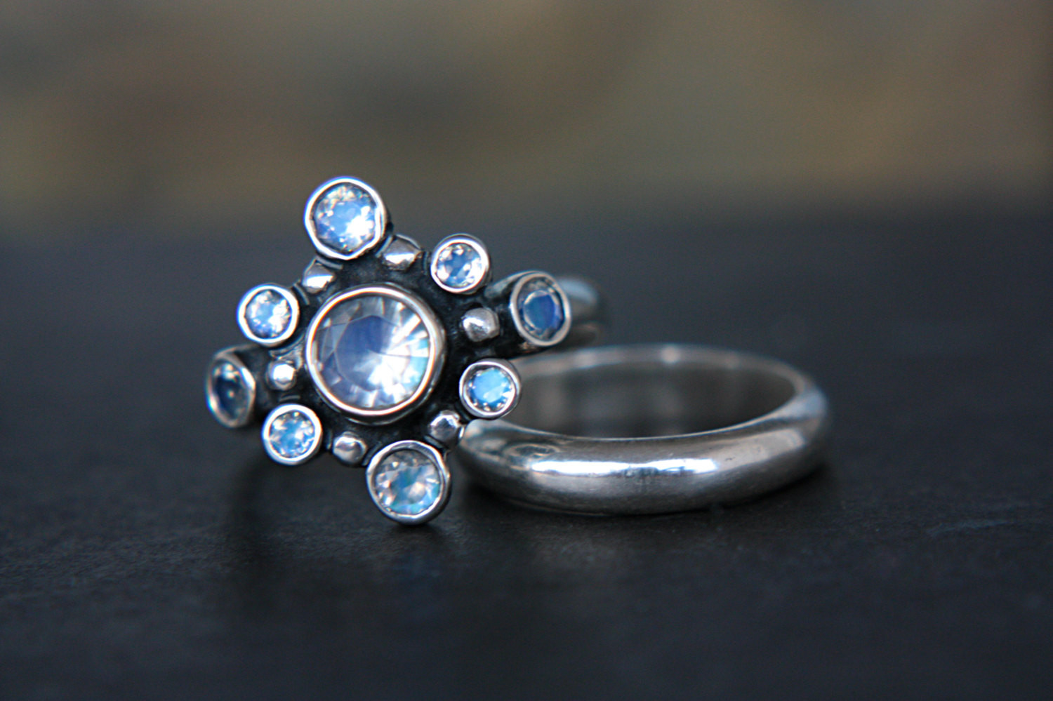 Moonstone Wedding Ring Sets
 Rainbow Moonstone Wedding Ring Set Moonstone by ManariDesign