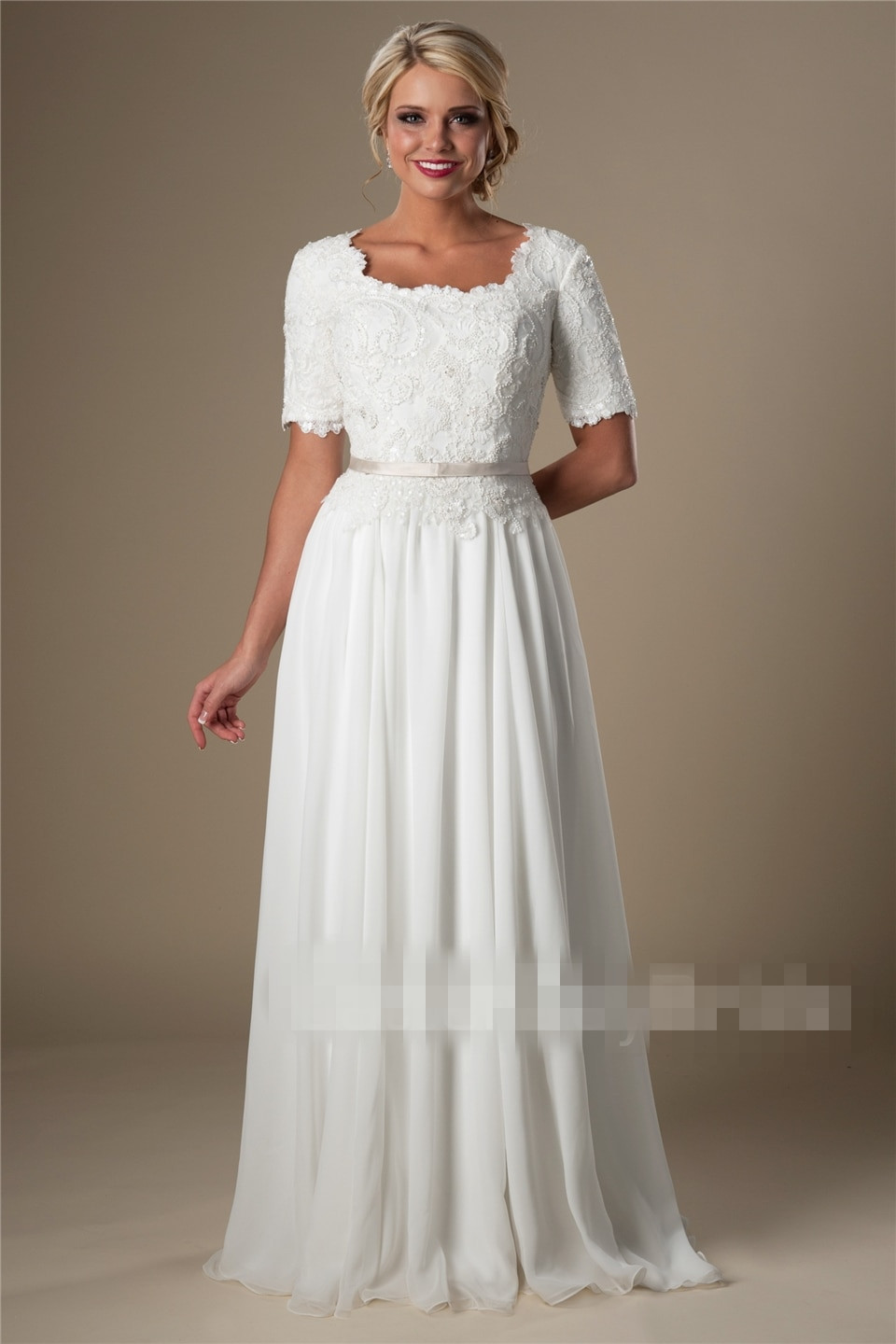 Mormon Wedding Dresses
 2019 Vintage Long Modest Wedding Dresses With Half Sleeves
