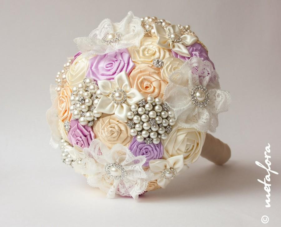 Most Expensive Wedding Flowers
 SALE Brooch Bouquet Lilac Ivory Fabric Wedding Bouquet