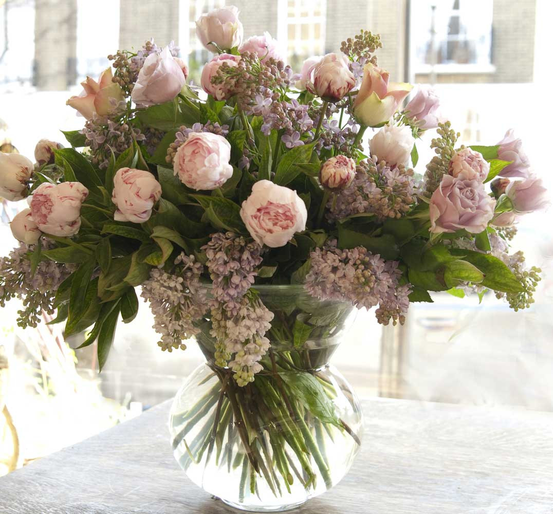 Most Expensive Wedding Flowers
 Vase of Peonies Syringa and Memory Lane Roses