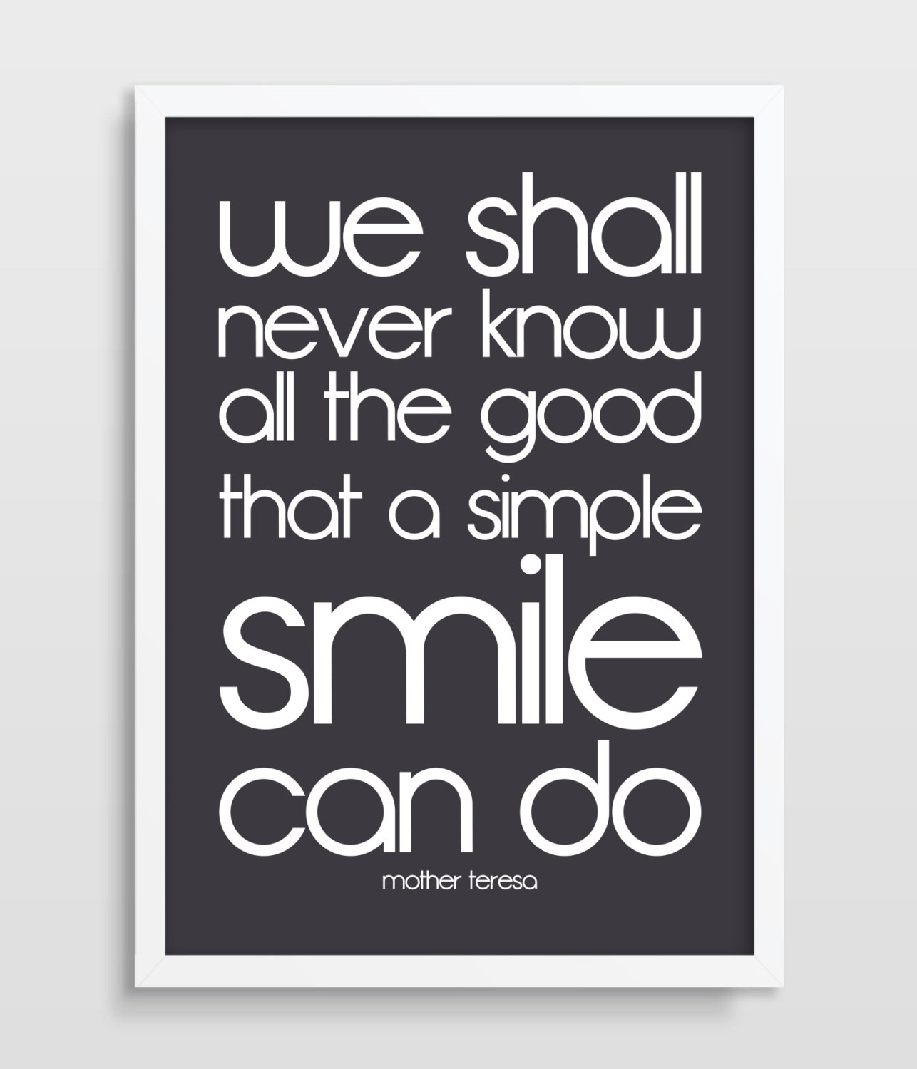 Mother Teresa Quotes Smile
 Mother Teresa Print Happiness Quote Poster Smile