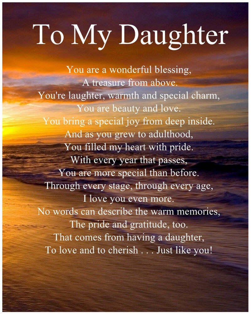 Mother To Daughter Birthday Quotes
 Personalised To My Daughter Poem Birthday Anniversary