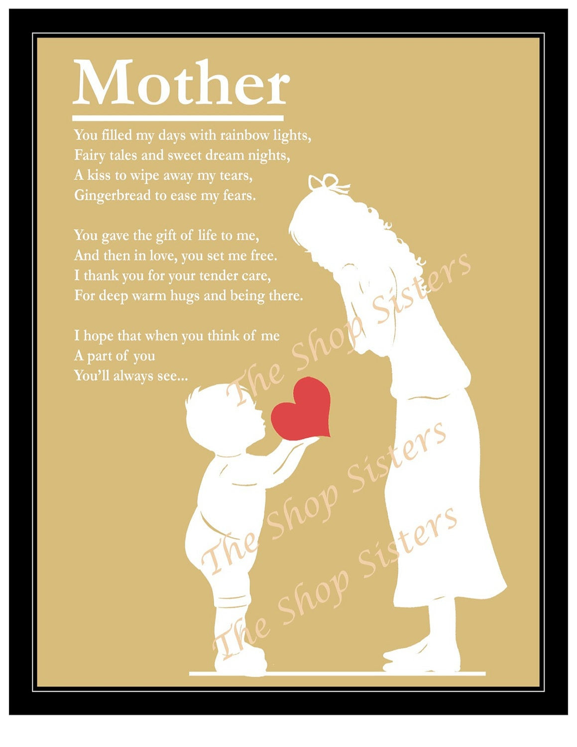 Mother To Son Quotes
 Mother s Day Mother and Son Poem Heart Silhouette Natural