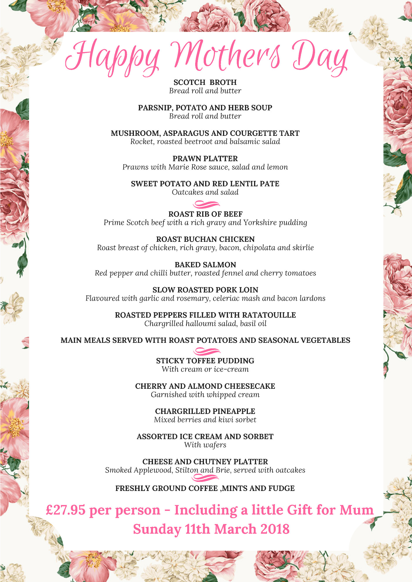 Mother'S Day Dinner Menu
 mothers day poster menu