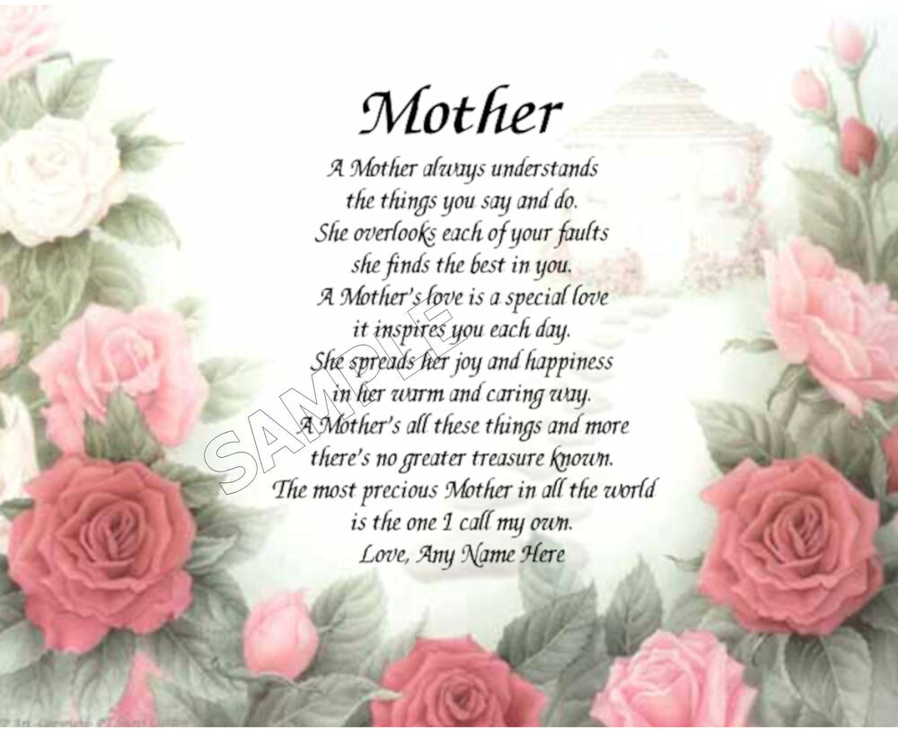 Mother'S Day Dinner Specials
 MOTHER FLORAL PERSONALIZED ART POEM MEMORY BIRTHDAY MOTHER