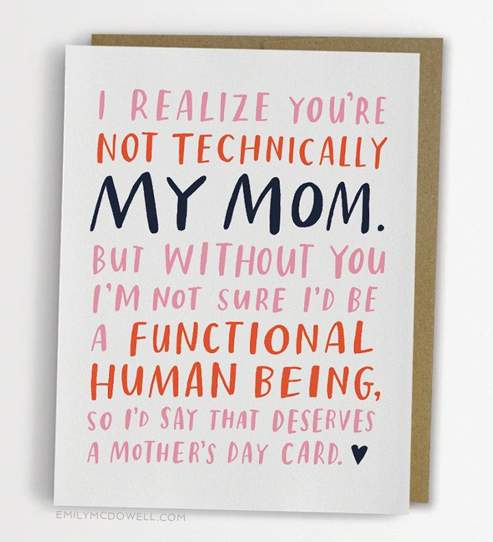Mother'S Day Gift Ideas For Daughter In Law
 Not Technically Mom Mother s Day Card Stepmom Card