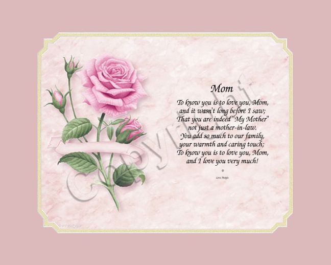 Mother'S Day Gift Ideas For Daughter In Law
 Mother s Day Gift Poem Mother in Law