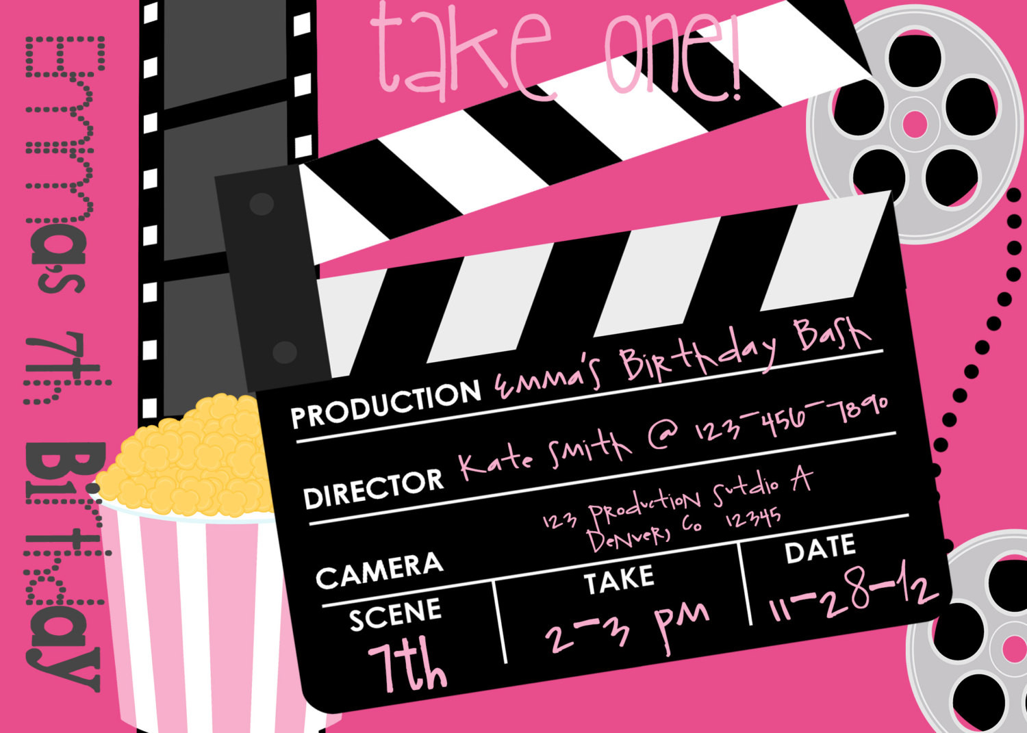Movie Birthday Invitations
 Movie Birthday Party Invitation printable party by
