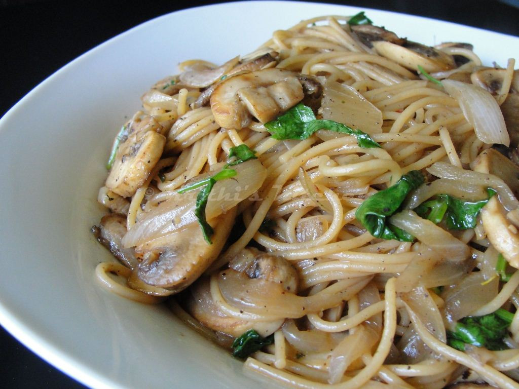 Mushroom Spaghetti Sauce Recipe
 Krithi s Kitchen Spaghetti with Mushrooms and ions