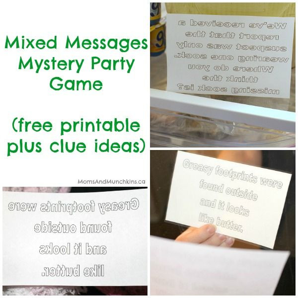 Mystery Dinner Party For Kids
 Mystery Party Game Mixed Messages Free Printable