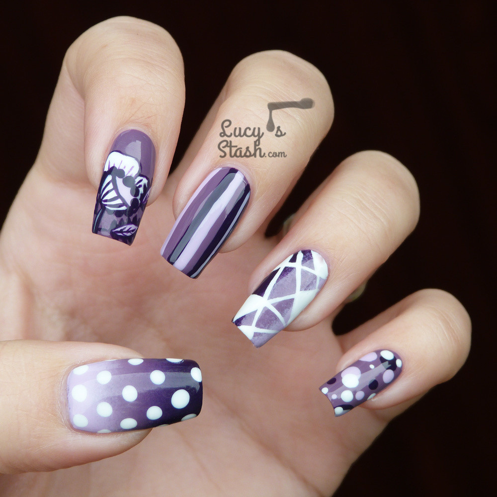 Nail Art Blogs
 Purple Harmony Nail Art and Initial Infinity Necklace