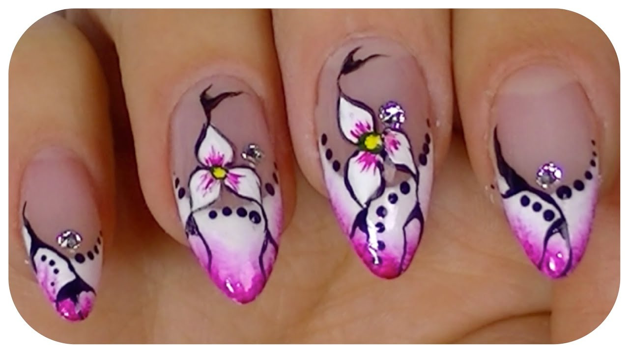 Nail Art Designs Step By Step
 Pretty Flower Elegant nail art video design Step By Step