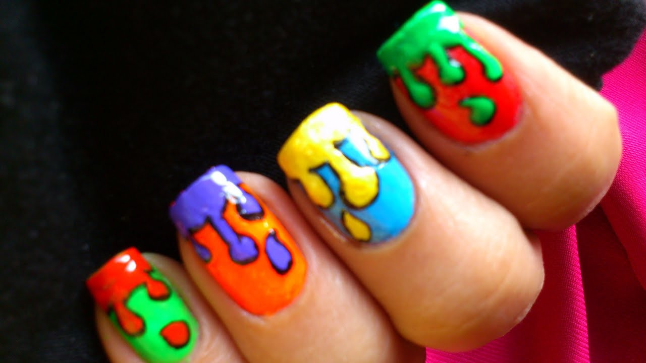Nail Art For Kids
 Dripping Paint Colorful Nail Art for Kids