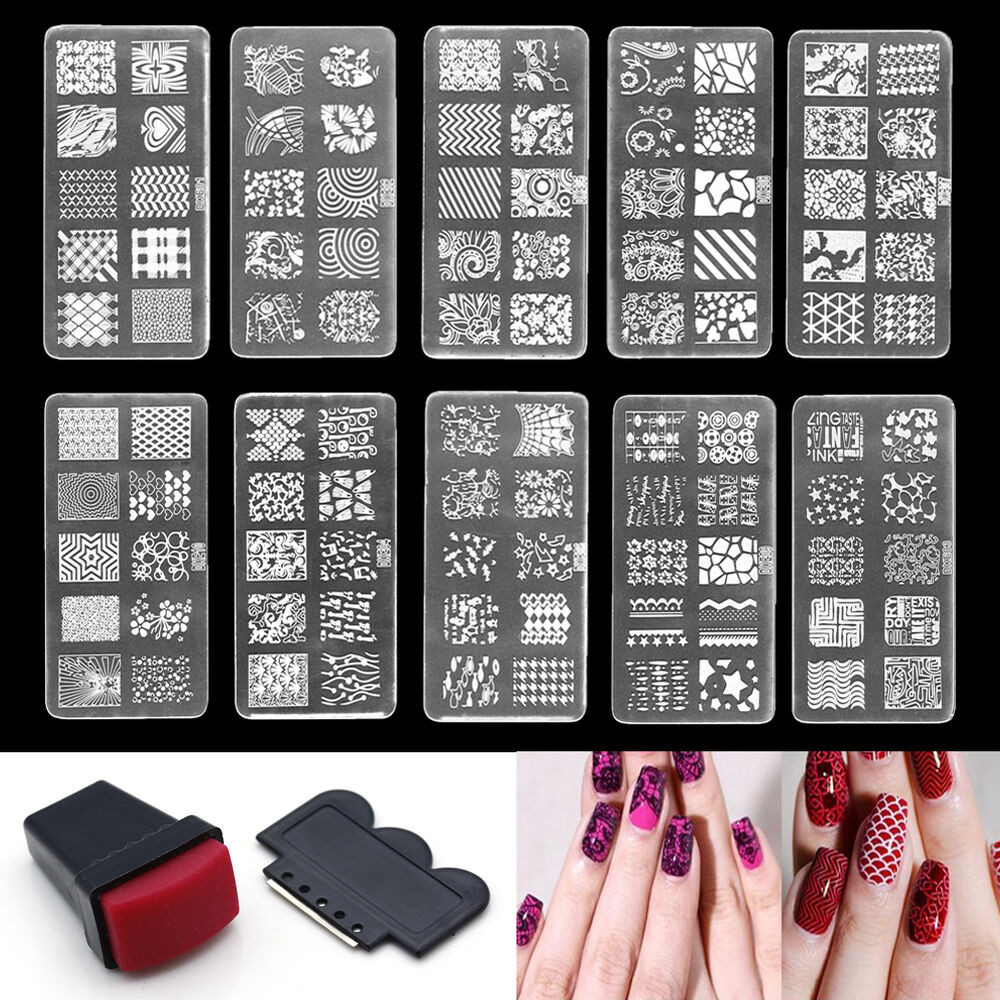 Nail Art Stencils Kit
 1x Design Acrylic Nail Art Manicure Image Stamping