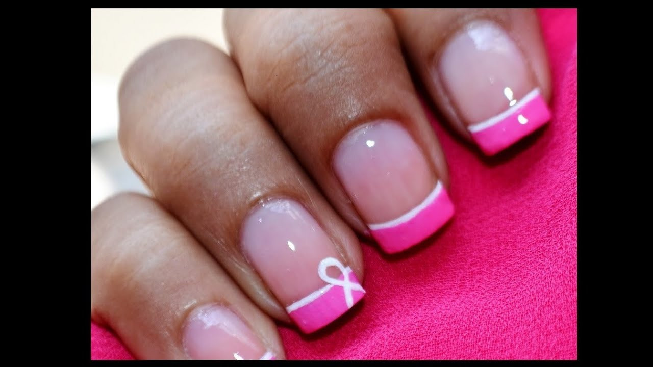 Nail Colors Ideas
 Breast Cancer Nails Pink Nail Designs Tutorial