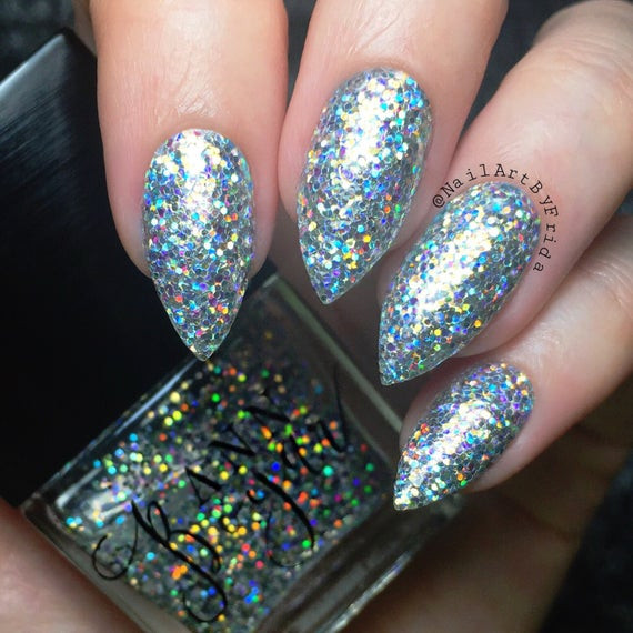 Nail Colors With Glitter
 OPUS Silver Holo Glitter Nail Polish Holographic Nails