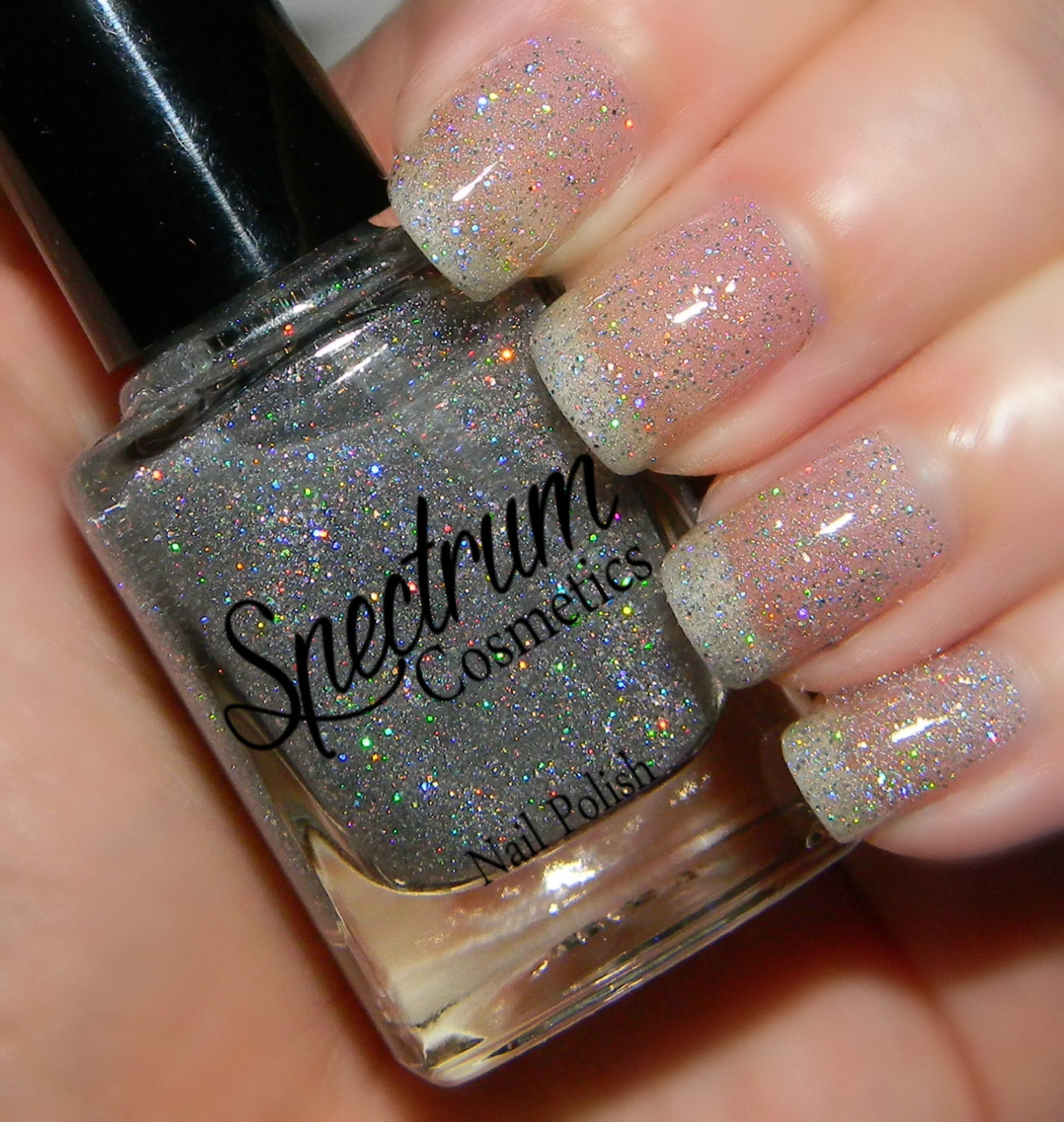 Nail Colors With Glitter
 SILVER Holographic Glitter nail Polish MOON BEAM