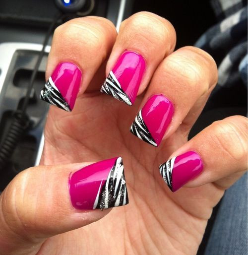 Nail Designs Zebra
 Hot pink zebra print nails in 2019