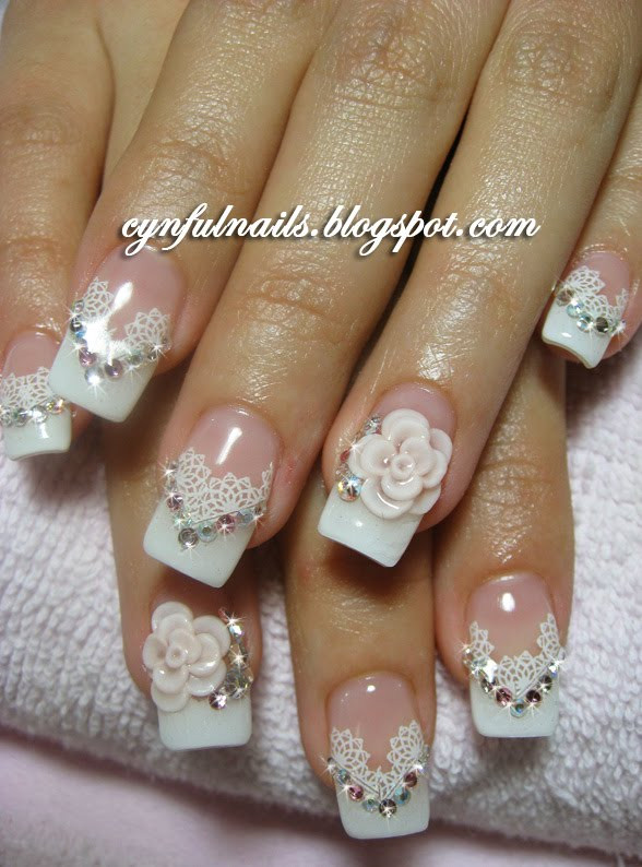 Nail Styles For Wedding
 Cynful Nails Bridal french lace nails