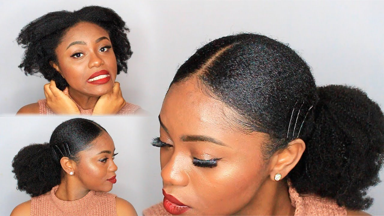 Natural Hairstyles With Extensions
 NATURAL HAIR SLEEK LOW PONYTAIL ON 4C HAIR w extensions
