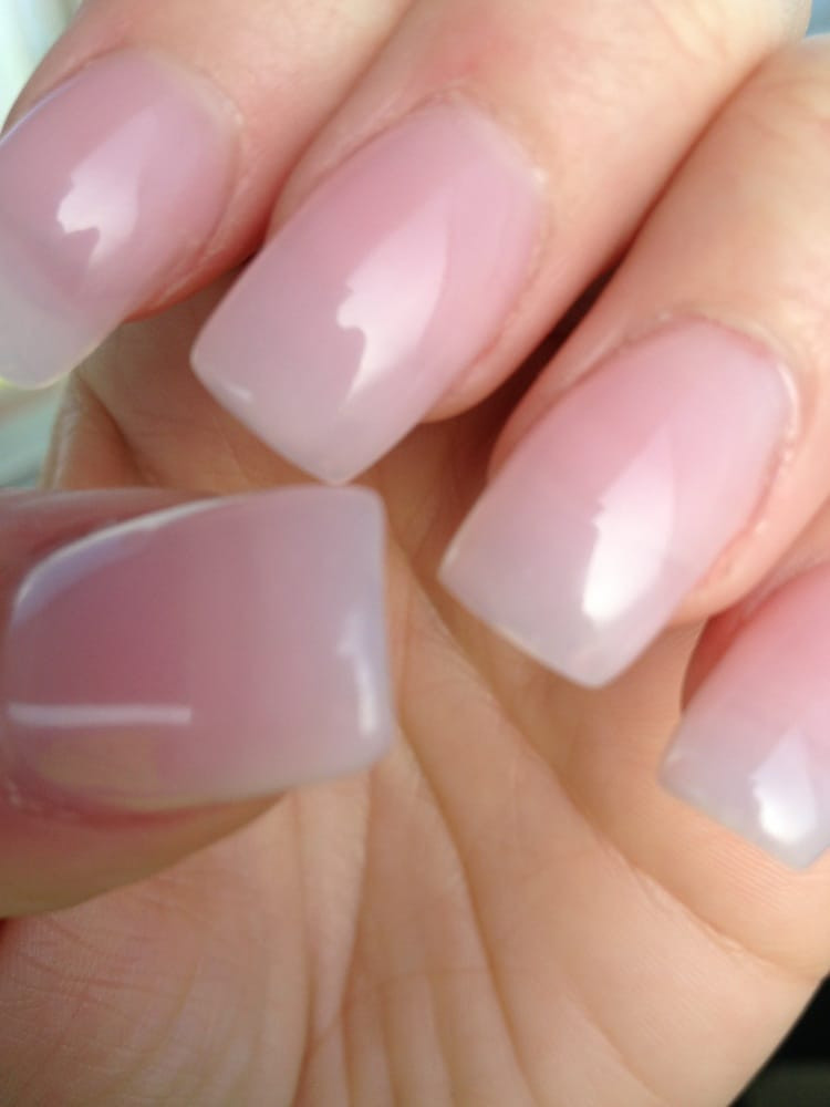 Natural Nail Styles
 Closer look of natural tips with light pink acrylic