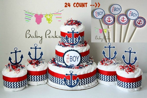 Nautical Baby Shower Decoration Ideas
 Nautical Diaper Cake Nautical Baby Shower Sailboat Theme