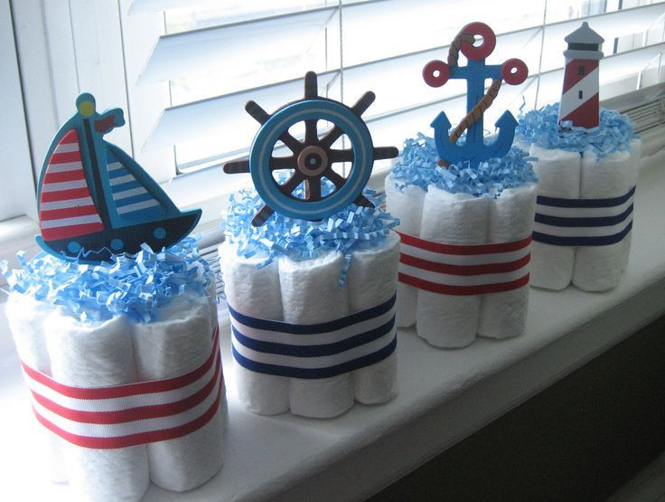 Nautical Baby Shower Gift Ideas
 Nautical Mini Diaper Cakes Diaper Cake Set of 4 Ahoy It