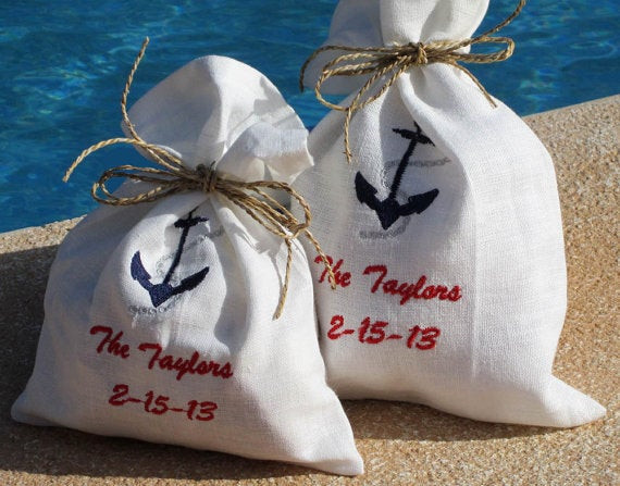 Nautical Wedding Gifts
 4 Wedding Favor Bags Nautical Gift Bags Linen Cotton Bags