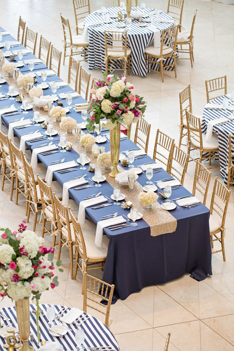 Navy Wedding Decorations
 A Chic Navy Pink and Gold Wedding