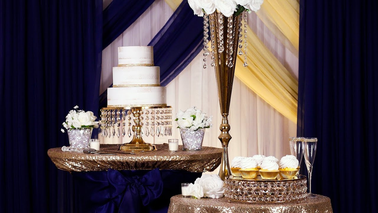 Navy Wedding Decorations
 Navy Blue & Champagne Wedding Dessert Table Decor