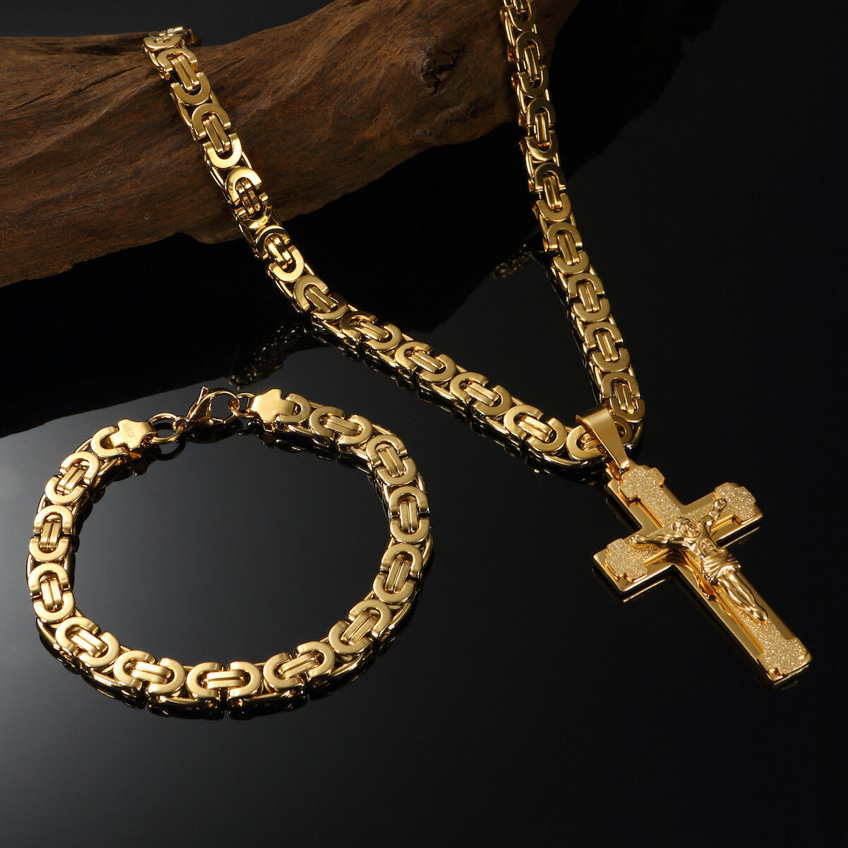 Necklaces For Men
 Luxury Men s 18K Gold Filled Necklace Chain Cross Pendant