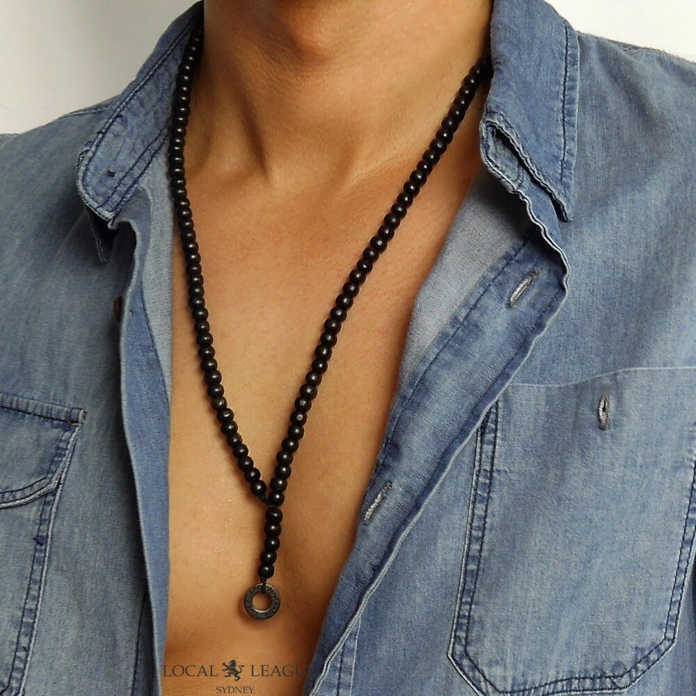 Necklaces For Men
 LIFEGUARD MENS SURFER WOODEN BEADED NECKLACE PENDANT BROWN
