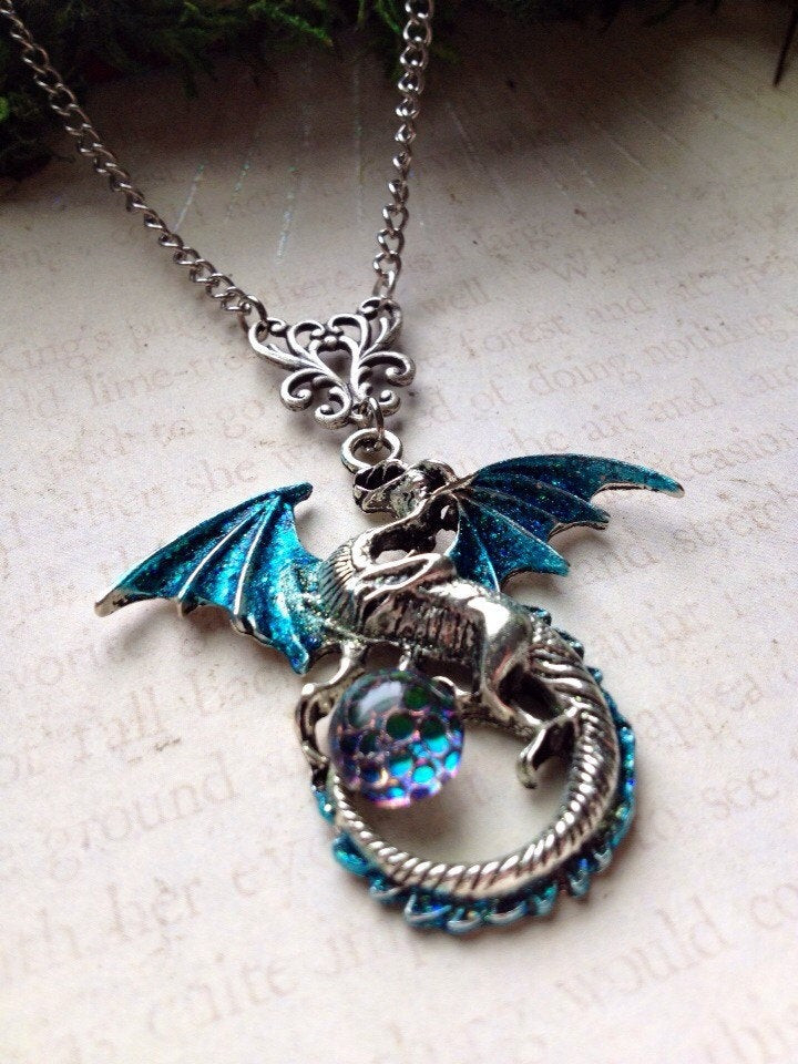 Necklaces With Charms
 Helios Dragon Scale Pendant Necklace Crystal Dragon by