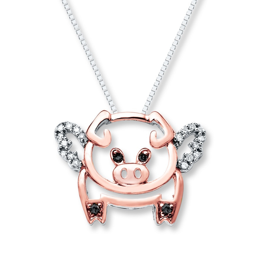Necklaces With Charms
 Jared Flying Pig Necklace 1 10 cttw Diamonds Sterling